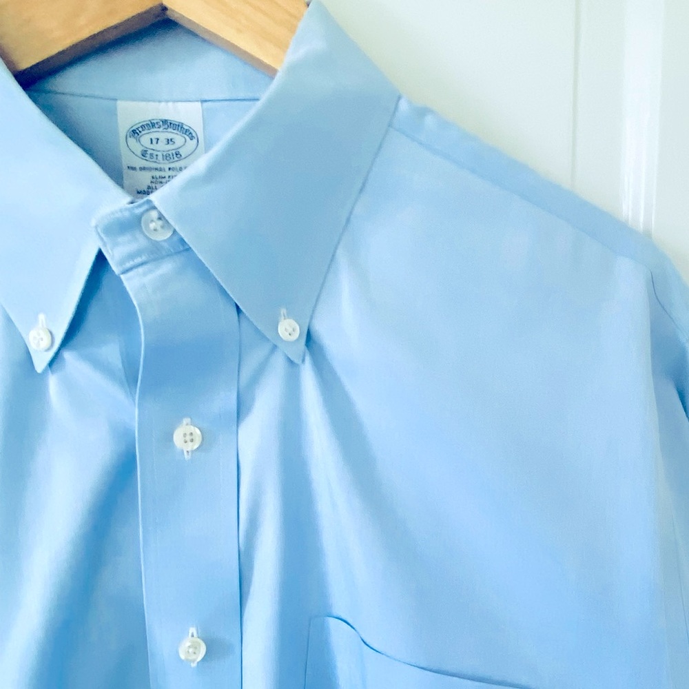 BROOKS BROTHERS Men's Dress Shirt, Sz 17-35 L blue